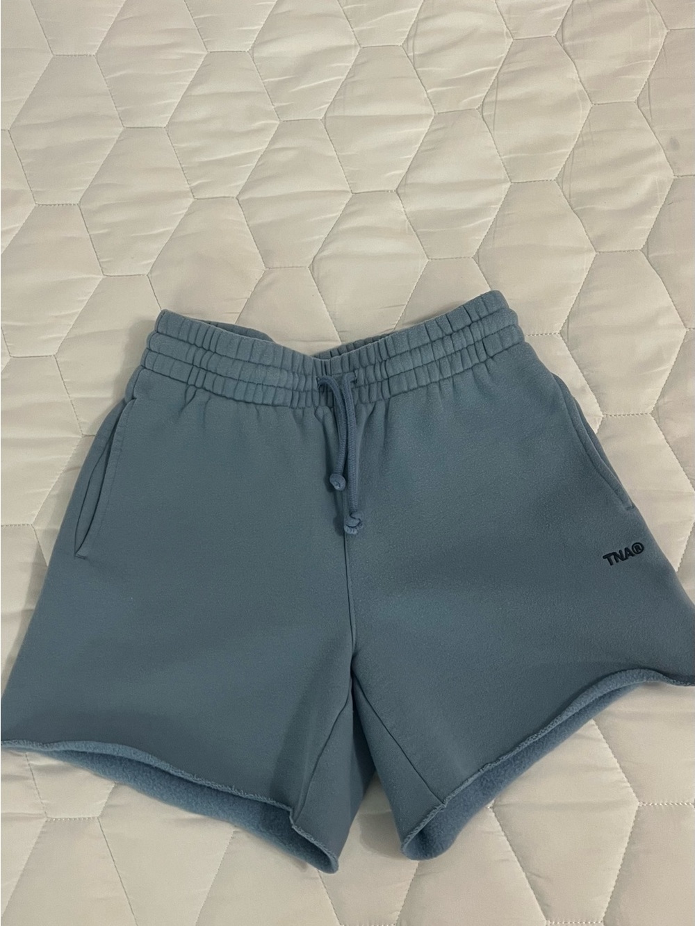 Aritzia TNA Dusty Blue Drawstring Athletic Shorts